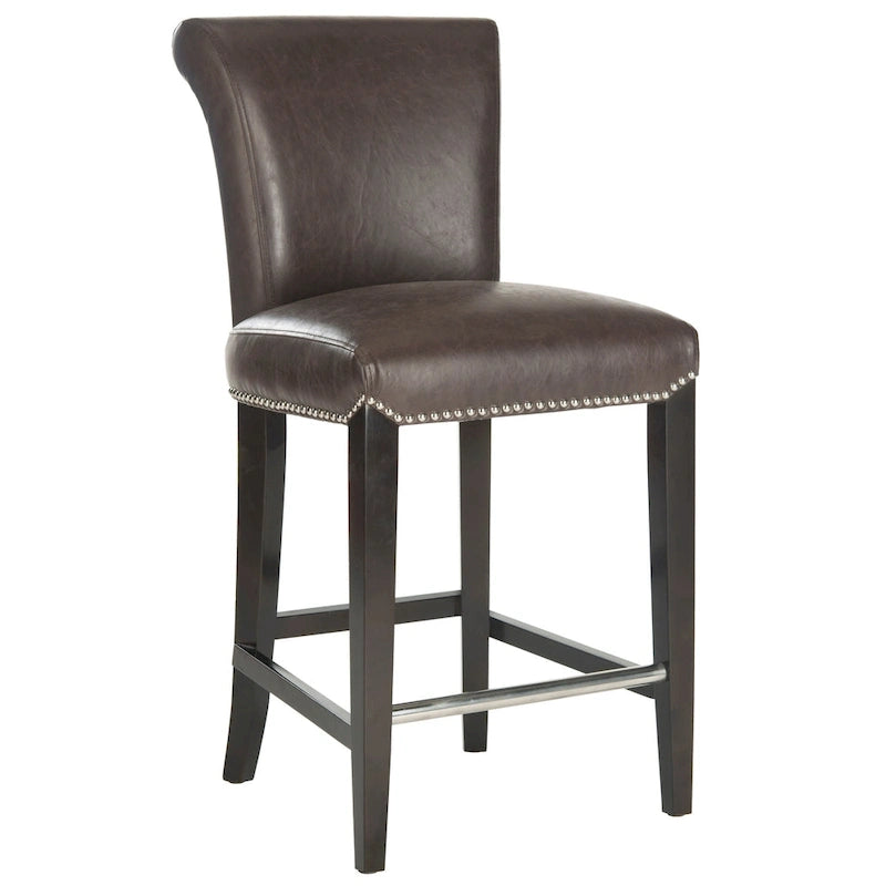 23-Inch Counter Stool with Faux Leather Upholstery and Curved Back