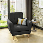 Tufted Club Chair with Rubberwood Legs