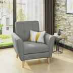 Tufted Club Chair with Rubberwood Legs
