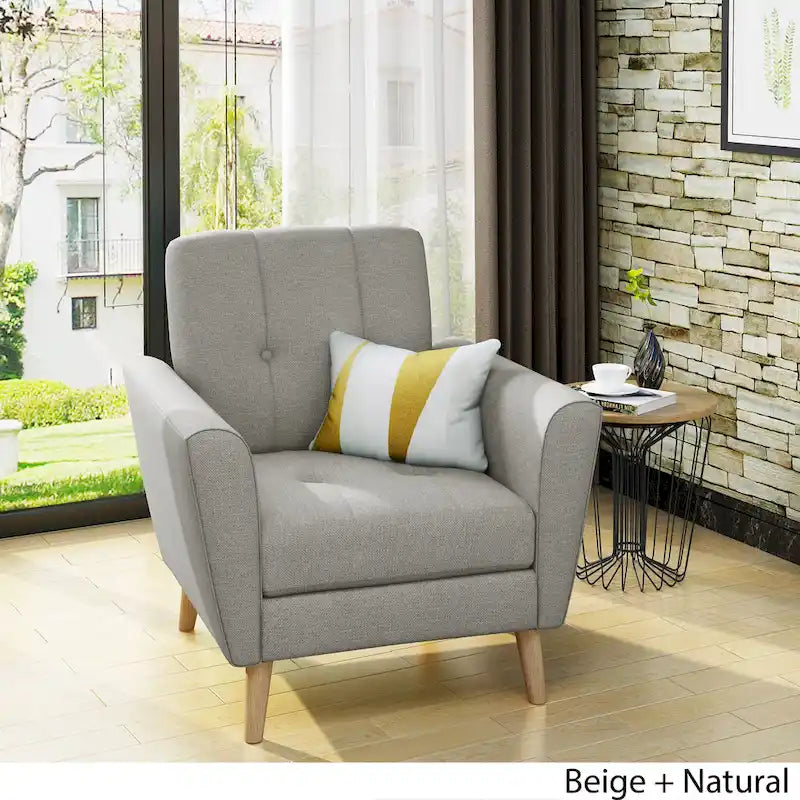 Tufted Club Chair with Rubberwood Legs