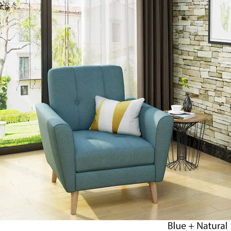 Tufted Club Chair with Rubberwood Legs