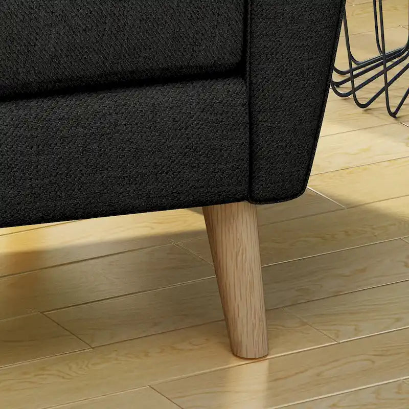 Tufted Club Chair with Rubberwood Legs