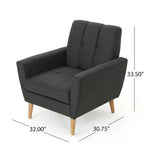 Tufted Club Chair with Rubberwood Legs