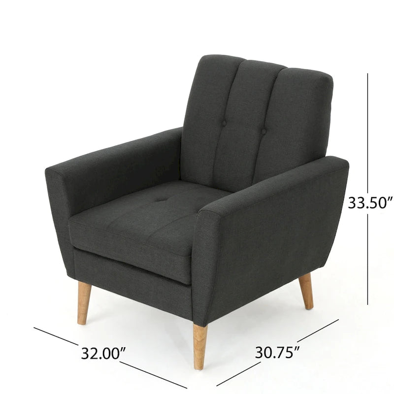 Tufted Club Chair with Rubberwood Legs