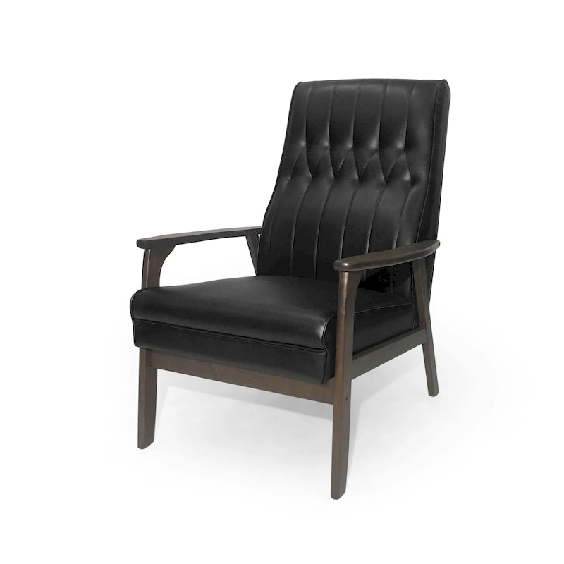 Mid-Century Modern Accent Chair with Walnut-Finish Frame