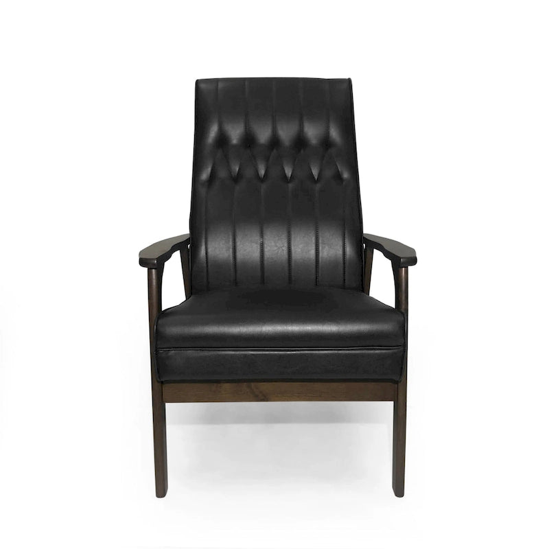 Mid-Century Modern Accent Chair with Walnut-Finish Frame