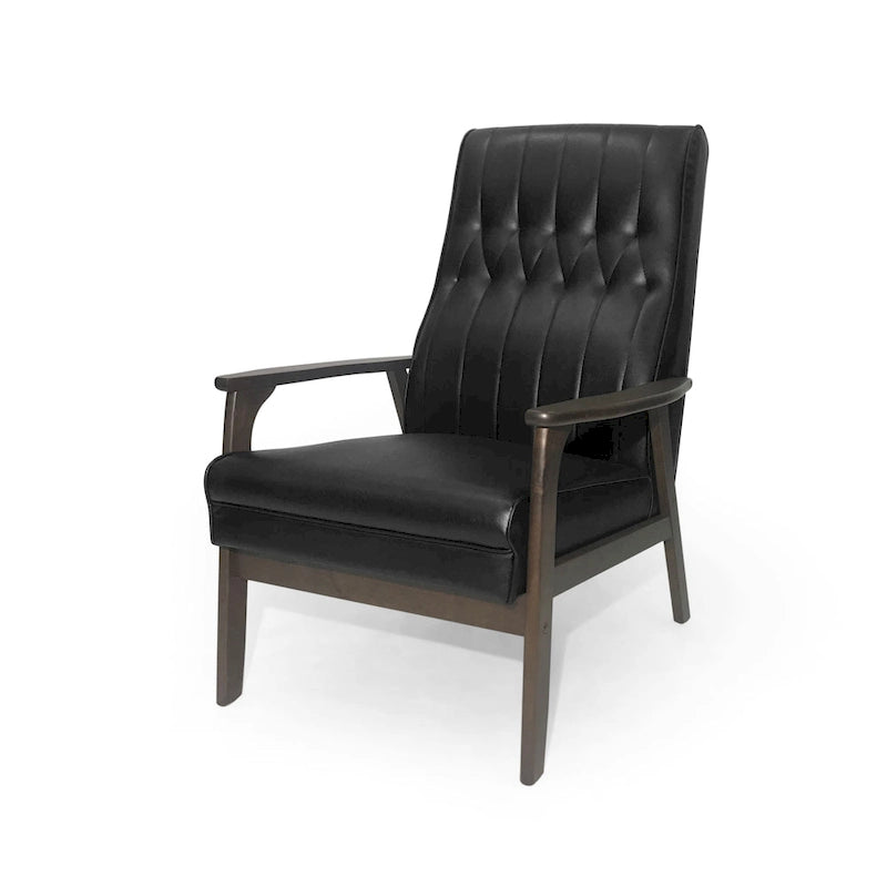 Mid-Century Modern Accent Chair with Walnut-Finish Frame