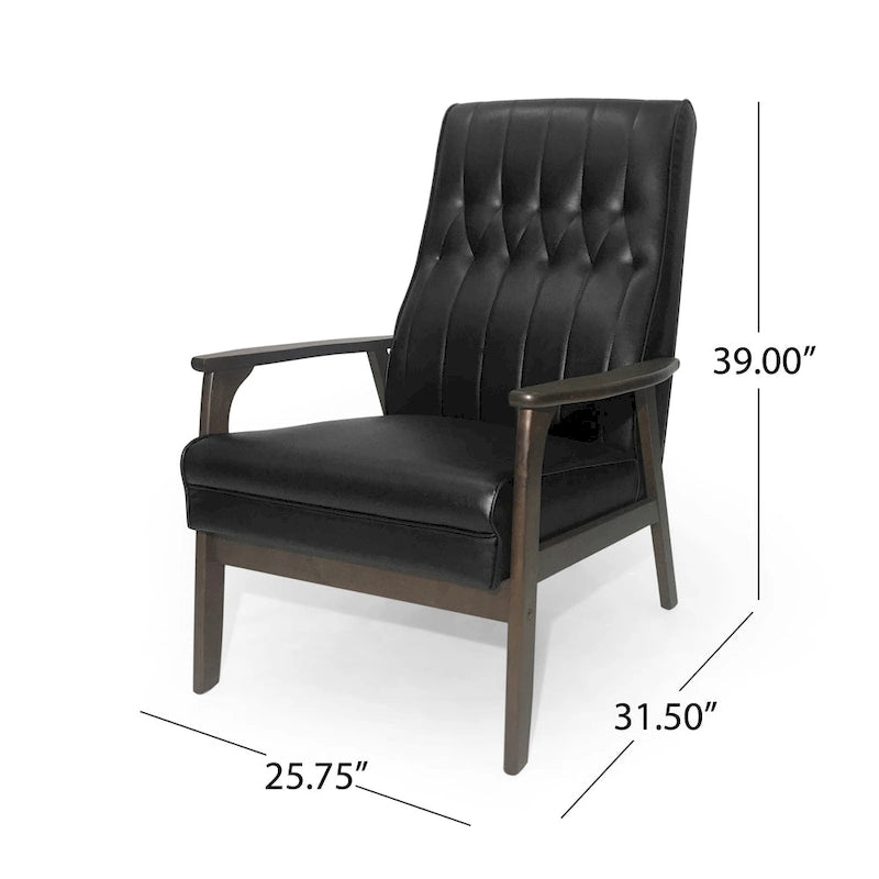 Mid-Century Modern Accent Chair with Walnut-Finish Frame