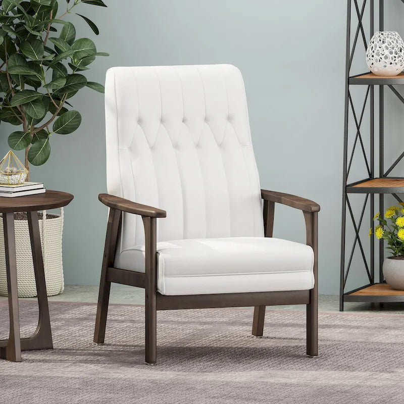 Mid-Century Modern Accent Chair with Walnut-Finish Frame