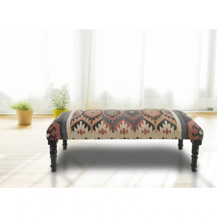 Upholstered Southwest Distressed Bench - 47 x 18 x 16 in