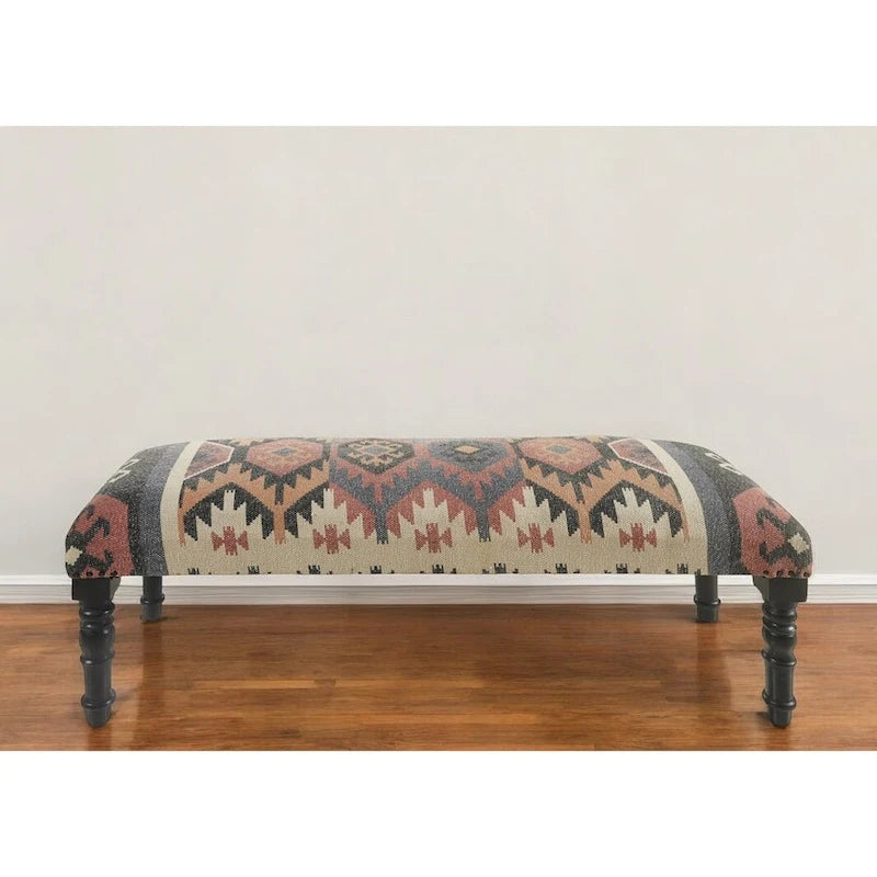 Upholstered Southwest Distressed Bench - 47 x 18 x 16 in