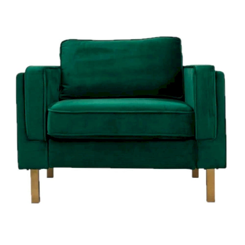 Velvet Armchair with Metal Legs