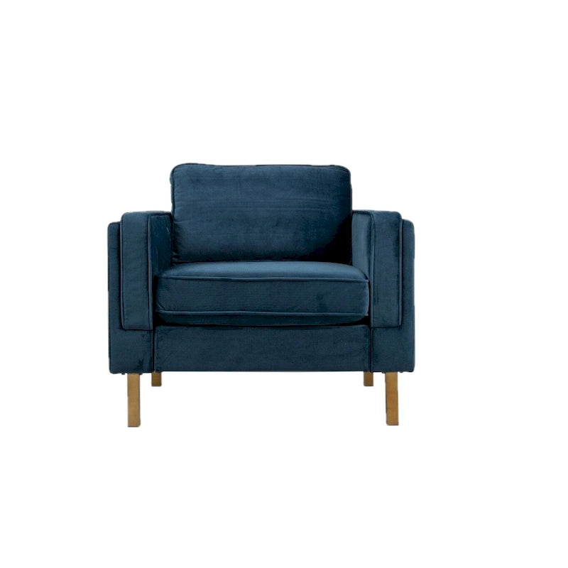 Velvet Armchair with Metal Legs