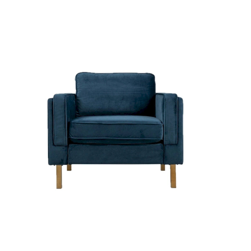Velvet Armchair with Metal Legs