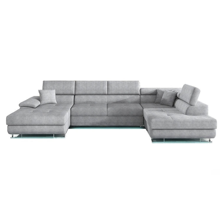 Sectional Sleeper Sofa with LED Lights and Storage