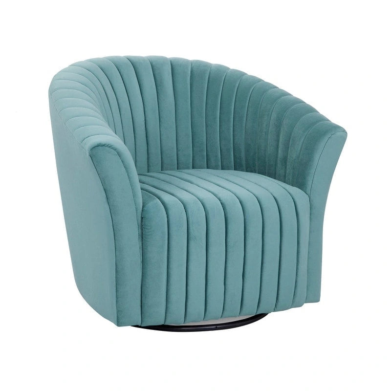 Velvet 360° Swivel Accent Chair with Tufted Channel Upholstery