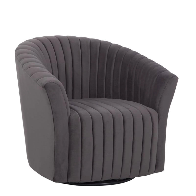 Velvet 360° Swivel Accent Chair with Tufted Channel Upholstery
