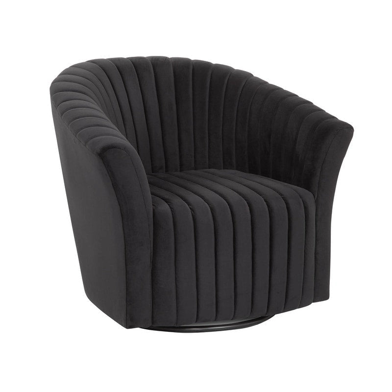 Velvet 360° Swivel Accent Chair with Tufted Channel Upholstery