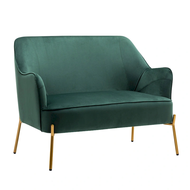 2-Seat Velvet Loveseat Sofa with Gold Chrome Legs