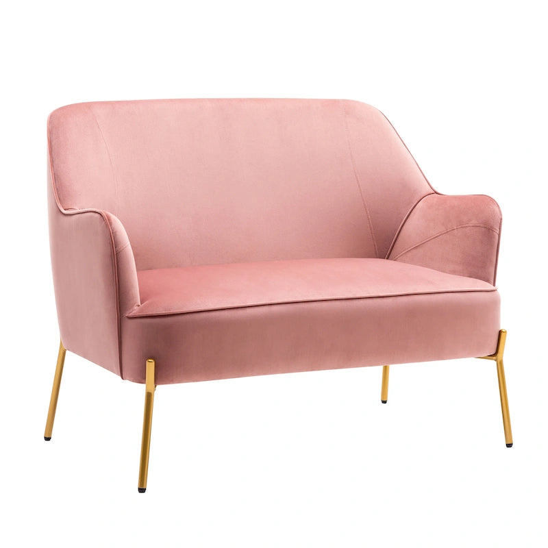 2-Seat Velvet Loveseat Sofa with Gold Chrome Legs