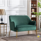 2-Seat Velvet Loveseat Sofa with Gold Chrome Legs