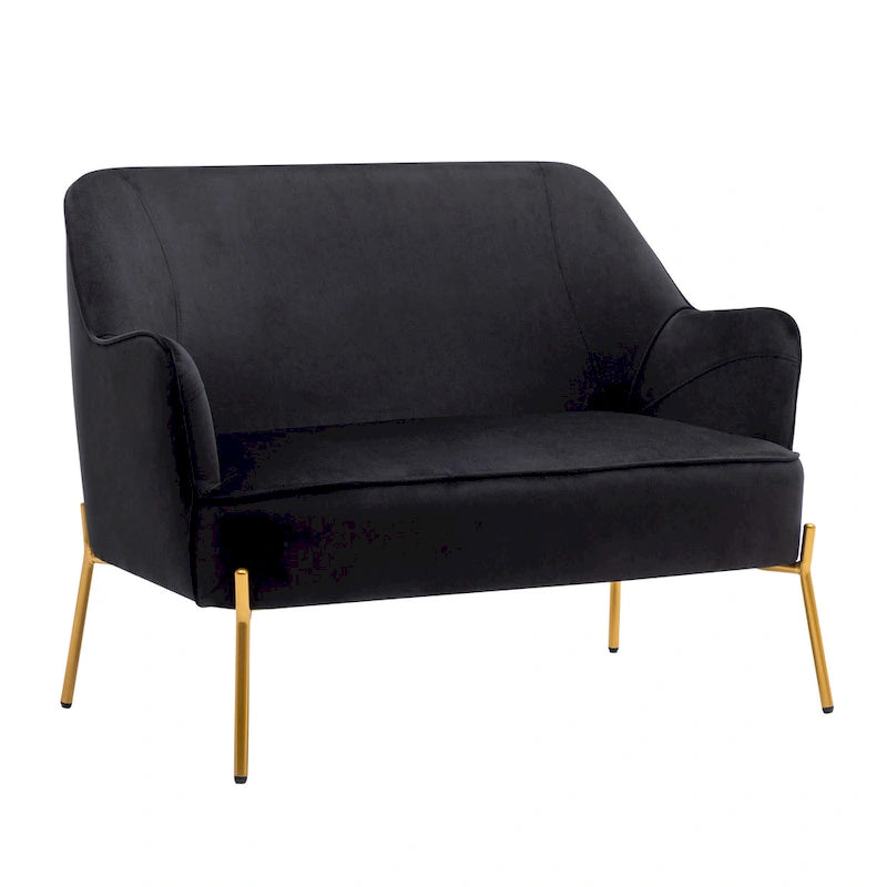 2-Seat Velvet Loveseat Sofa with Gold Chrome Legs