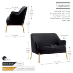 2-Seat Velvet Loveseat Sofa with Gold Chrome Legs