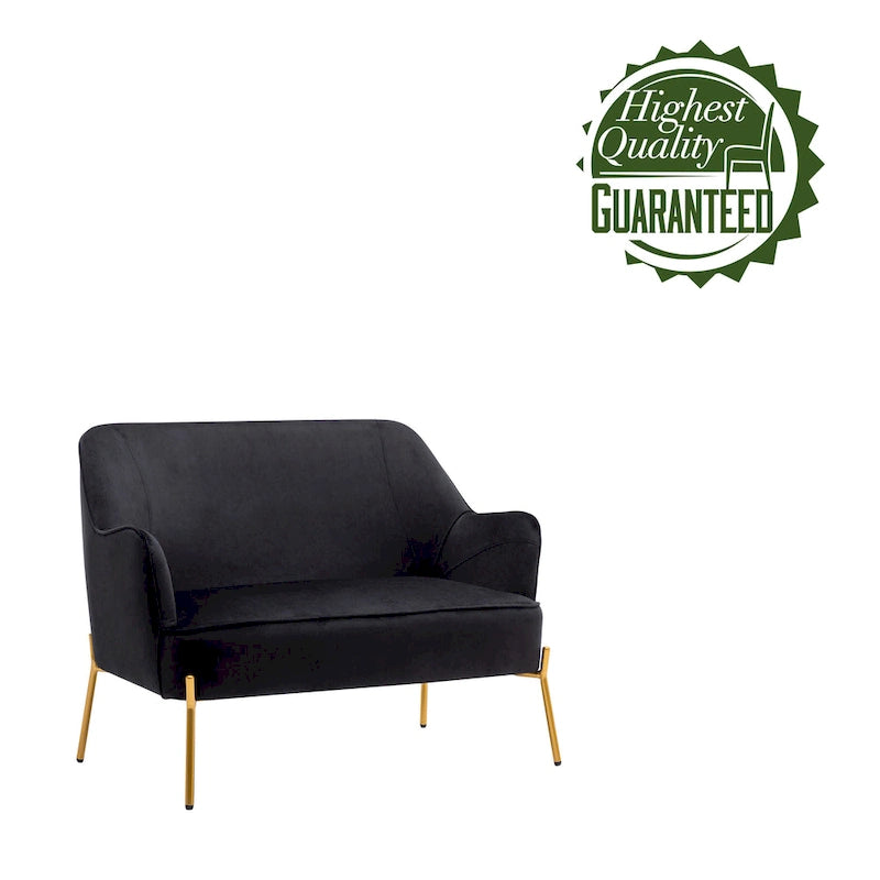 2-Seat Velvet Loveseat Sofa with Gold Chrome Legs