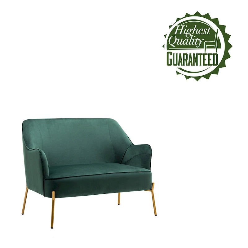 2-Seat Velvet Loveseat Sofa with Gold Chrome Legs
