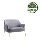 2-Seat Velvet Loveseat Sofa with Gold Chrome Legs