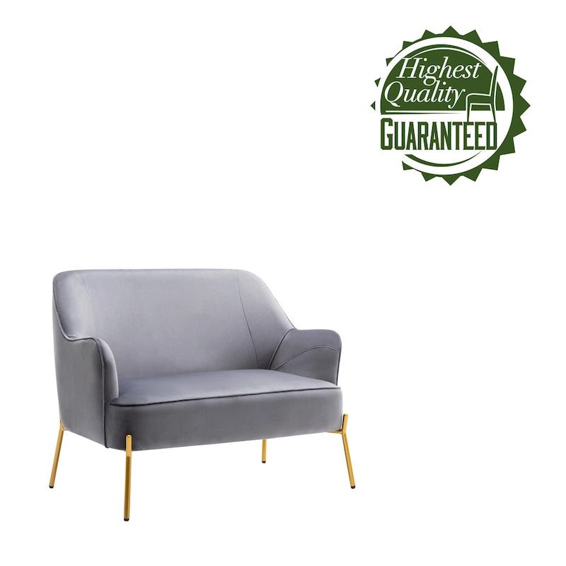 2-Seat Velvet Loveseat Sofa with Gold Chrome Legs