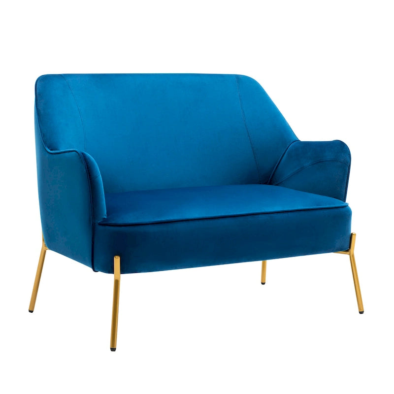 2-Seat Velvet Loveseat Sofa with Gold Chrome Legs