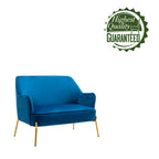 2-Seat Velvet Loveseat Sofa with Gold Chrome Legs