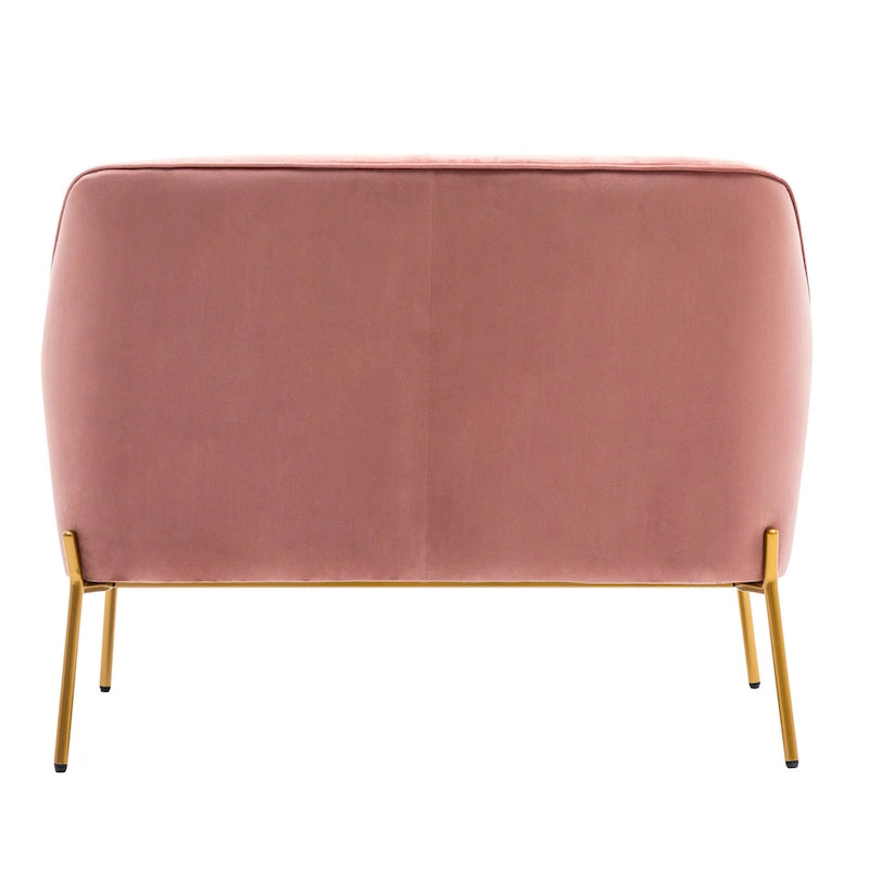 2-Seat Velvet Loveseat Sofa with Gold Chrome Legs