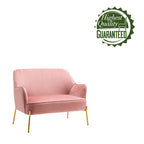 2-Seat Velvet Loveseat Sofa with Gold Chrome Legs