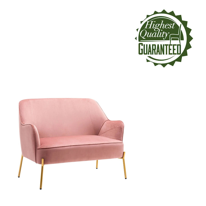 2-Seat Velvet Loveseat Sofa with Gold Chrome Legs