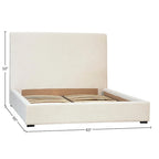 White Linen Upholstered Platform Bed