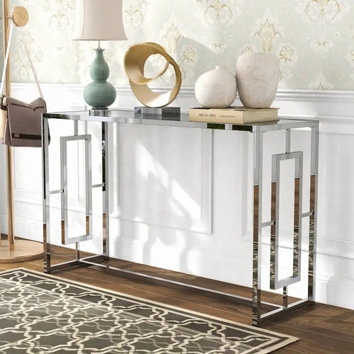 Glitterati Glam Chrome 48-inch Ripple Glass Sofa Table by Furniture of America