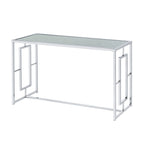 48-Inch Ripple Glass Top Sofa Table with Open Steel Frame