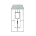 48-Inch Ripple Glass Top Sofa Table with Open Steel Frame