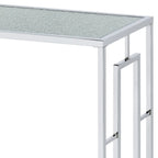 48-Inch Ripple Glass Top Sofa Table with Open Steel Frame