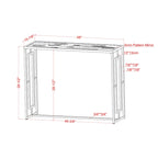 48-Inch Ripple Glass Top Sofa Table with Open Steel Frame