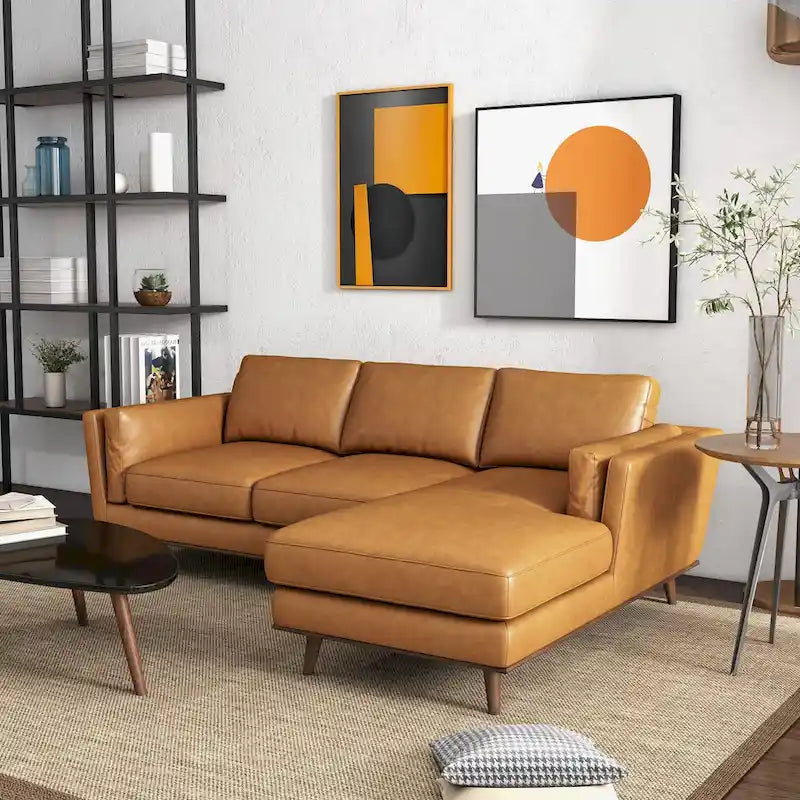 Top-Grain Leather Corner Sectional Sofa