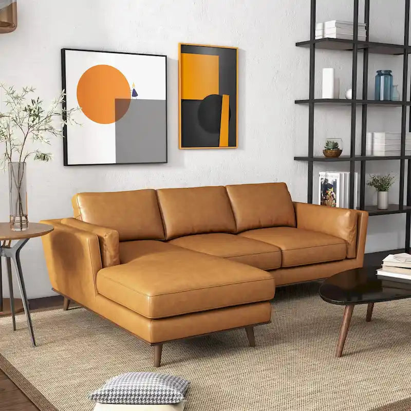 Top-Grain Leather Corner Sectional Sofa