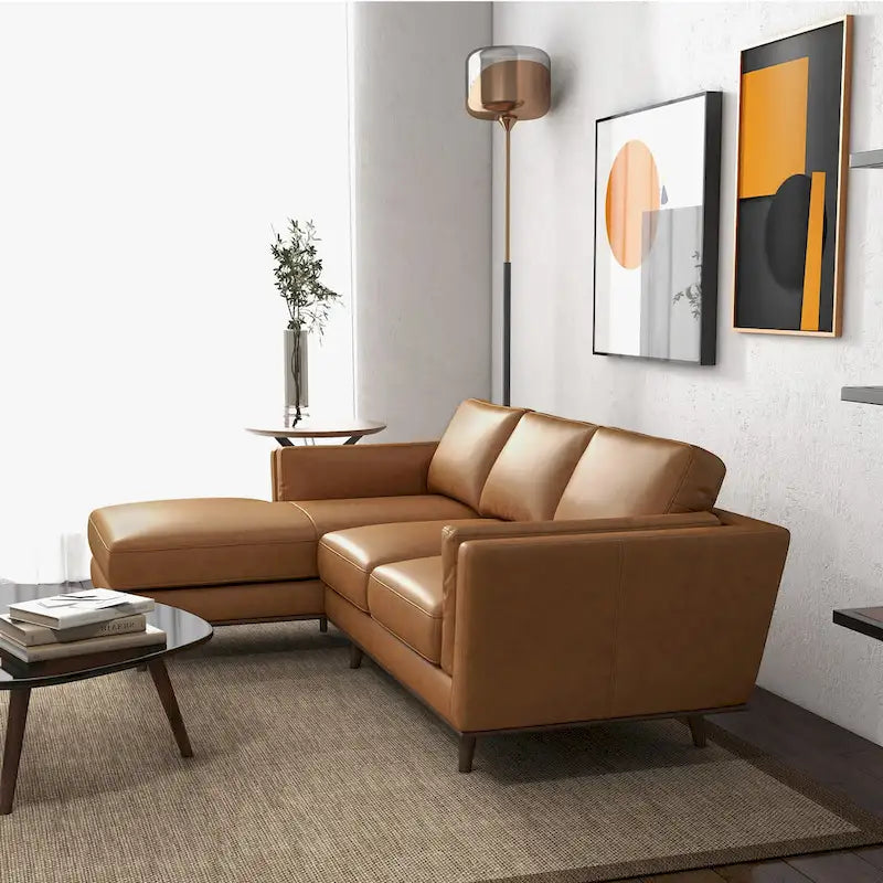 Top-Grain Leather Corner Sectional Sofa