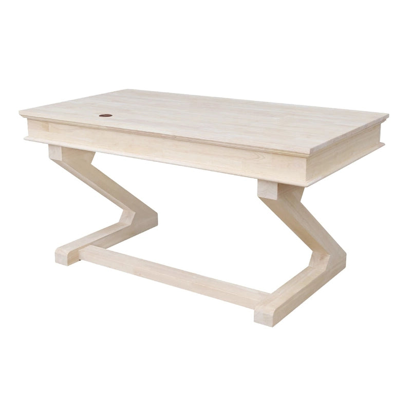 Solid Wood Unfinished Executive Desk with Decorative Base