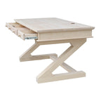 Solid Wood Unfinished Executive Desk with Decorative Base