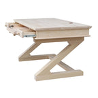 Solid Wood Unfinished Executive Desk with Decorative Base