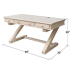 Solid Wood Unfinished Executive Desk with Decorative Base