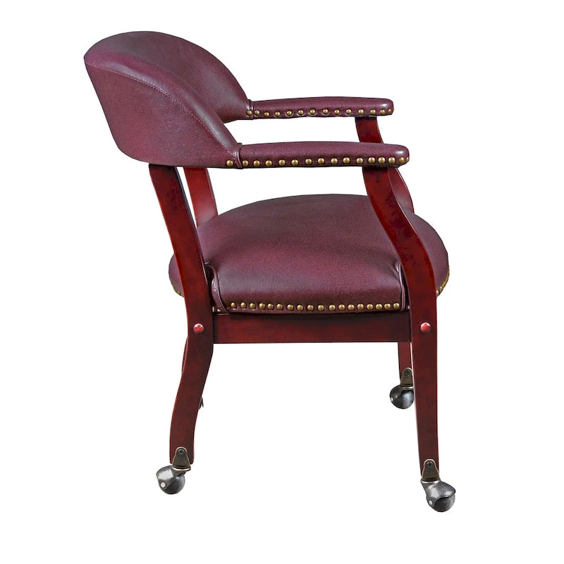 Captain Chair with Casters - Burgundy